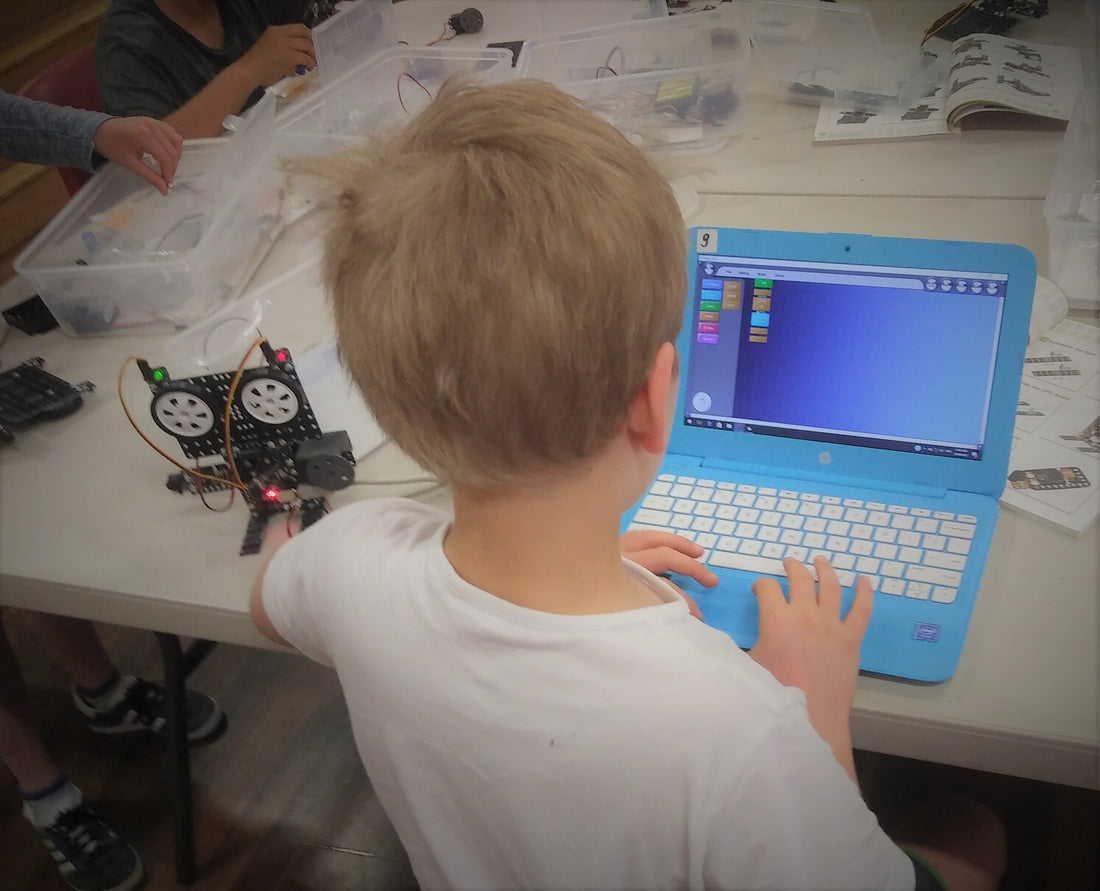 A student is coding a robot to complete robot challenge