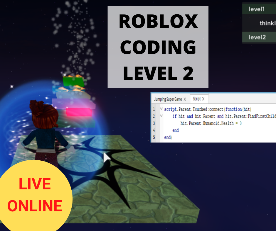 Online Roblox Coding LEVEL 2 - - Online Coding Class for Kids - School Grades Y3-Y7