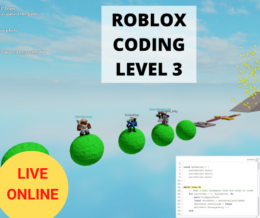 Online Roblox Coding LEVEL 3 - Term 1 2024 - Online Coding Class for Kids - School Grades Y3-Y7