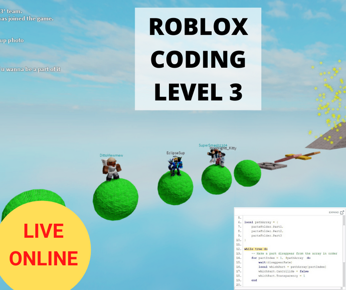 Online Roblox Coding LEVEL 3 - Term 4 2023 - Online Coding Class for Kids - School Grades Y3-Y7