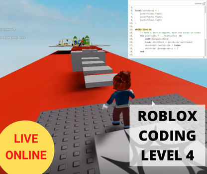 Online Roblox Coding LEVEL 4 - Term 1 2024 - Online Coding Class for Kids - School Grades Y3-Y7