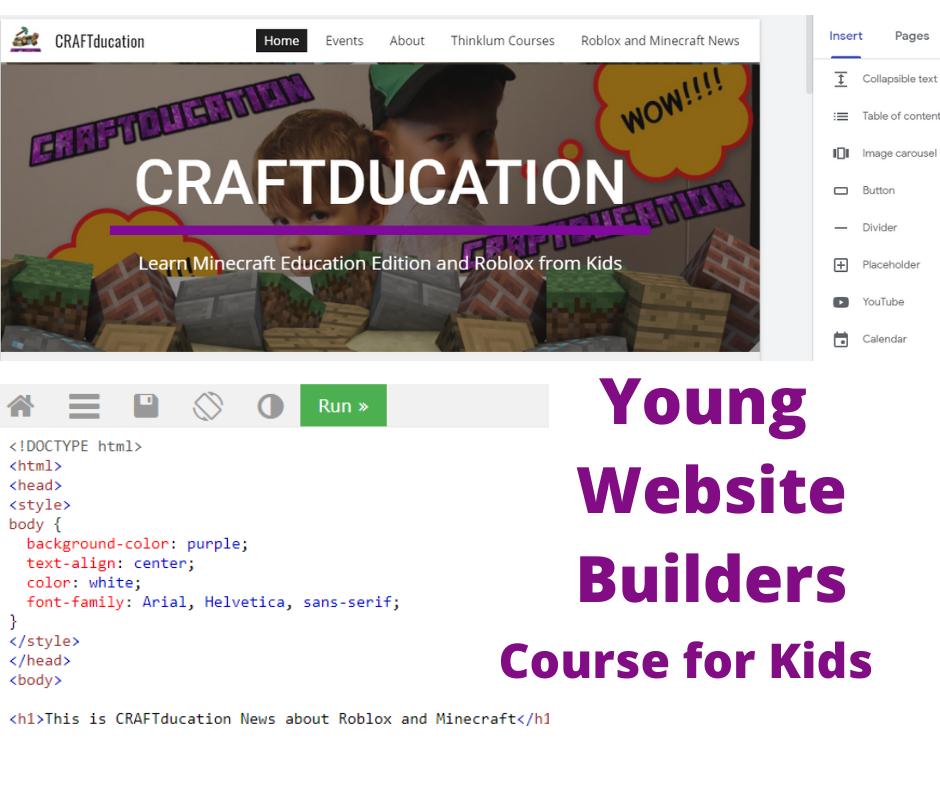 Thinklum one on one Website building course for kids